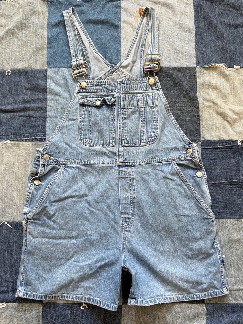 vtg y2k GAP denim overall shorts distressed carpenter 100% cotton size L